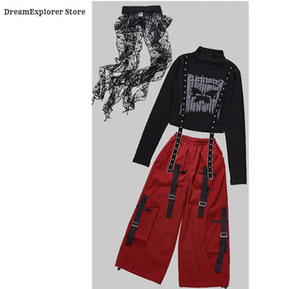 Boys Hip Hop Fashion Sweatshirt Vest Street Dance Cargo Pants Girls K-pop Top Jazz Costume Children Clothes Sets Kids Streetwear