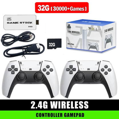 M15 4K TV Game Stick 64GB Built-in 3/40000+ Retro Games Console with Wireless Gamepads, Supports 20+ Simulators for HD TV Gaming
