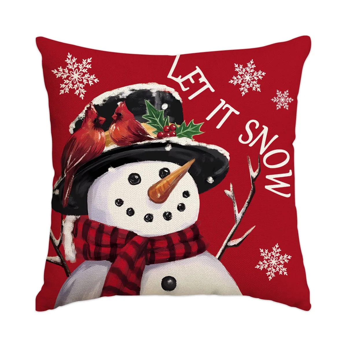 1pc/4pcs Christmas Pillow Cover, Black and Red Buffalo Plaid Celebration Christmas Tree Snowflake Decoration Sofa Cushion Cover