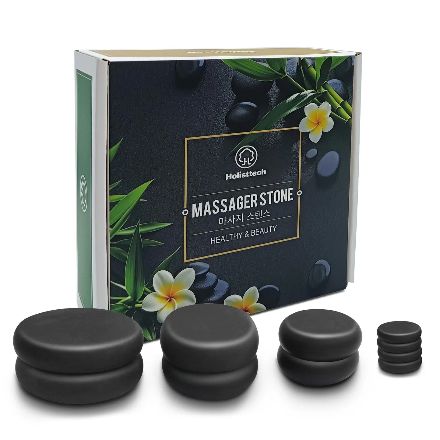 10-Piece Black Hot Stone Massage Set Spa Stones for Body Relaxation Home or Pro Use
