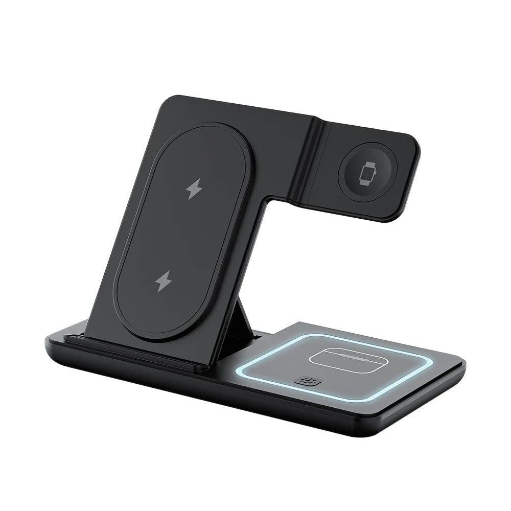 100W Foldable 3 in 1 Night Light Wireless Charger Stand For iPhone Apple Watch 2-8 SE Airpods Pro Fast Charging Station