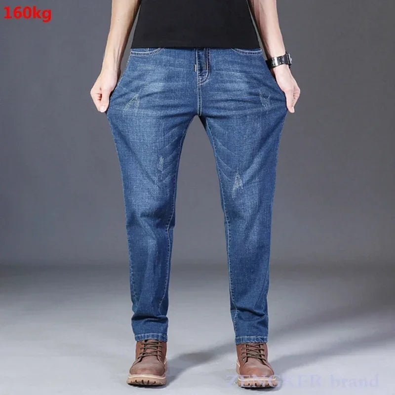 Autumn stretch jeans men's oversized elastic waist loose oversized jeans 160kg 8XL 7XL 6XL denim jeans oversized mens pants