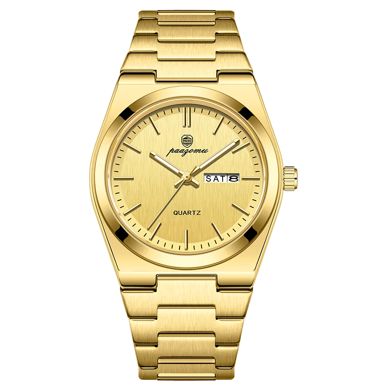 POEDAGAR Men's Sport Quartz Watch Stainless Steel Luminous Waterproof + Box