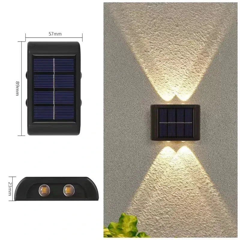 Solar Wall Lamp Outdoor Waterproof Solar Lights Up And Down Convex lens Lighting For Garden Street Landscape Balcony Outdoor Dec
