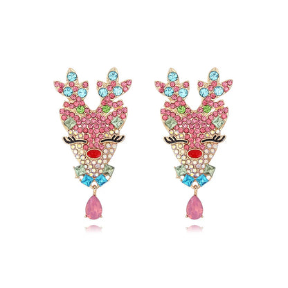 Christmas Jewelry Rhinestones Elk Earrings Christmas tree Drop Earrings for Woman Xmas Accessories Ear Studs Gifts
