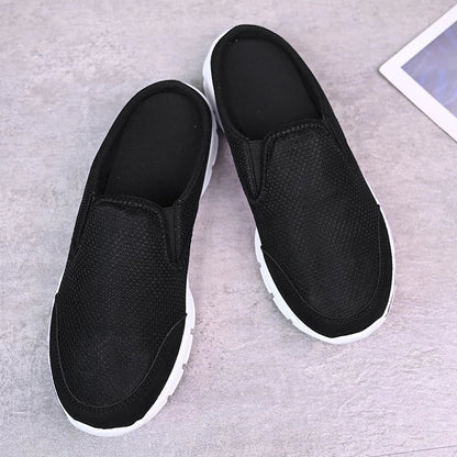 Big Size Men Casual Mules Super Light Mesh Slippers Closed Toe Half Slipper Breathable Male Flats Shoes Outdoor Slip-on Footwear
