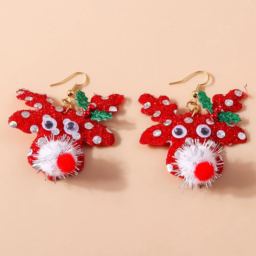 Merry Christmas Christmas Drop Earrings Xmas Tree Mix Styles New Year Earrings Decoration Alloy Wreath Circle Earrings Holiday