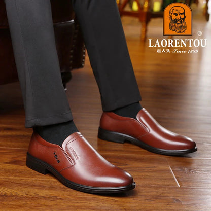 LAORENTOU genuine leather casual shoes, men's cowhide breathable soft sole, versatile business leather shoes