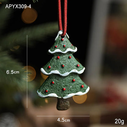 Christmas Resin Pendant Retro Painted Santa Claus Snowmen Horse Xmas Tree Hang Toys Ornaments New Year Decor Kid Gift