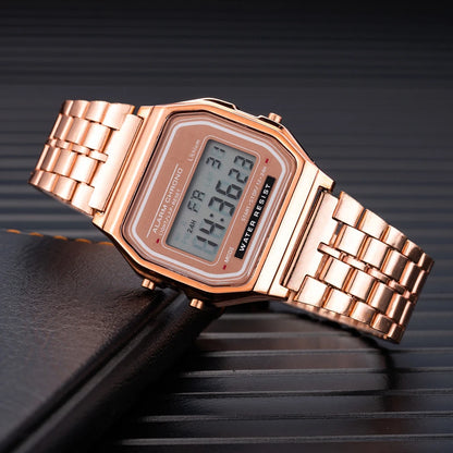 2025 Digital LED Sports Watch Men Women Waterproof Gold Casual Wristwatch