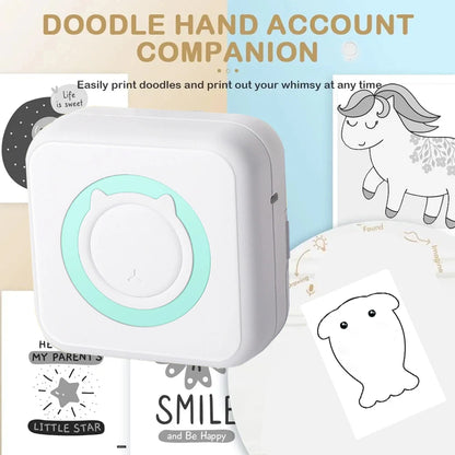 Mini Printer Thermal Adhesive Labels Printer Sticker Bluetooth Mini Pocket Label Notes Printer for Home and Office Android IOS