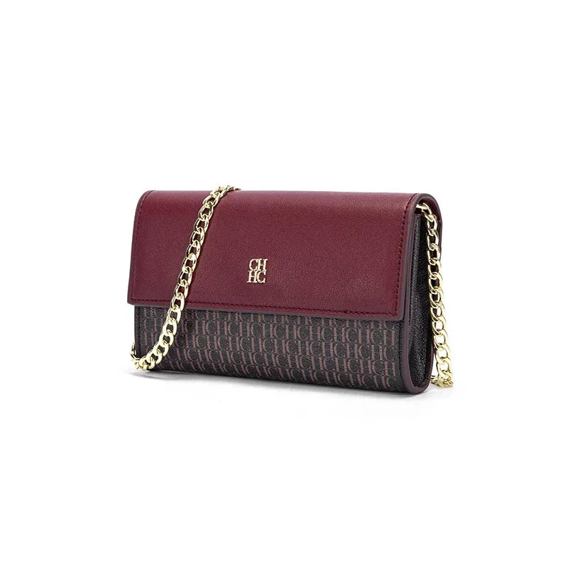 CH Exquisite Women’s Crossbody Bag – Light Luxury Color Block Chain Shoulder Bag with Letter Design