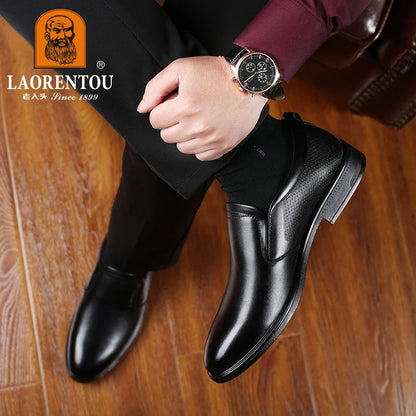 LAORENTOU genuine leather casual shoes, men's cowhide breathable soft sole, versatile business leather shoes