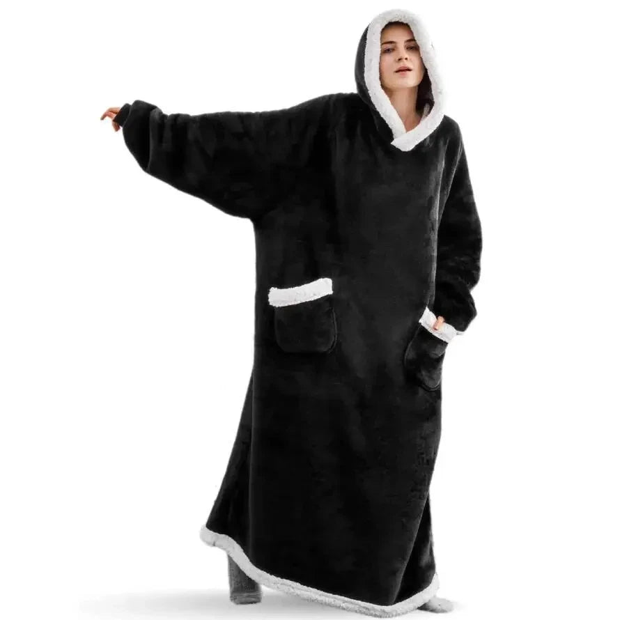 2024 Winter Oversized Flannel Hoodie Blanket | Unisex Giant TV Fleece Wearable Robe
