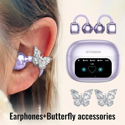 Choice HYUNDAI HY-C02 Nice earrings Earphones Wireless Bluetooth Headphones LED Power Display Mic Stereo Sound Earphones