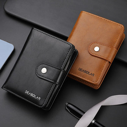 Men's Trifold Wallet Large Capacity Multi-Card Holder Money Clip Purse