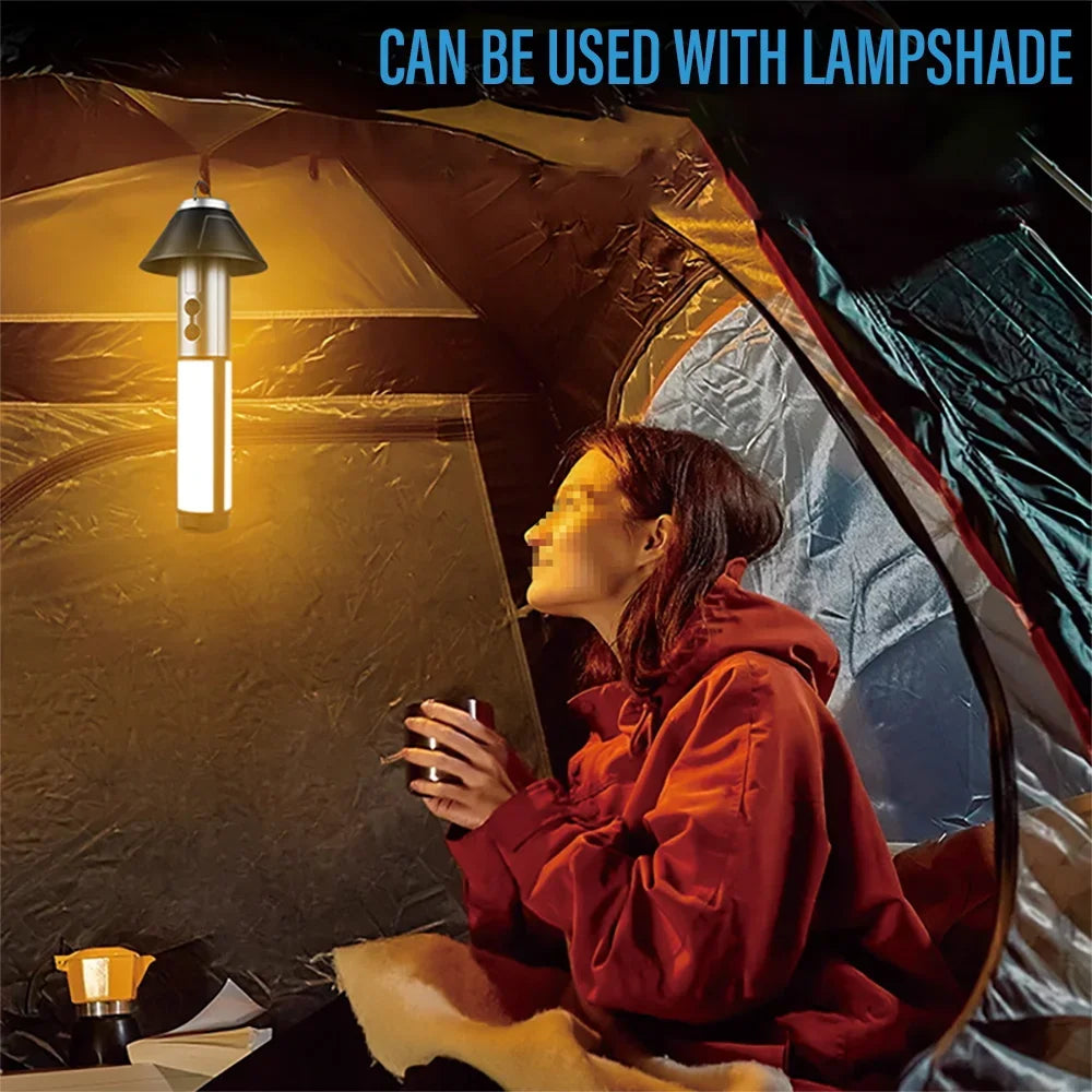 Lanterna e lanterna de campismo 2 em 1 | À prova de água, recarregável por USB