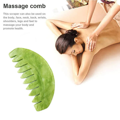 Natural Jade Gua Sha Comb & Board – Spa, Facial, Body Massage & Skin Beauty Tool