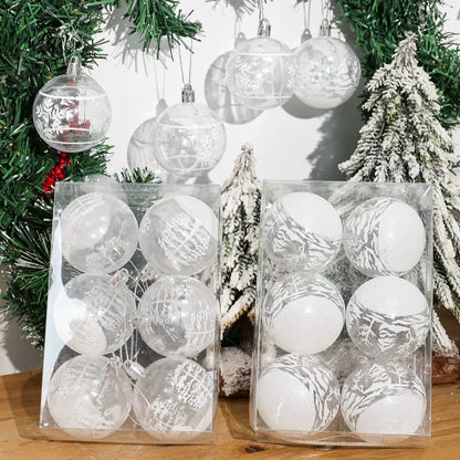 Transparent White Snow Ball Christmas Balls Pendant Xmas Tree Decoration Clear Baubles Hanging Ornament New Year Party Supply