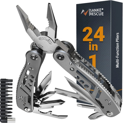 24-in-1 Multi-Tool Folding Pliers – Compact Stainless Steel EDC Tool with 11 Bits