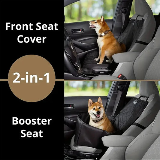 Fabric dog car seat cover, quilted, waterproof, anti slip, suitable for pet height increasing seats in cars, trucks, and SUVs -