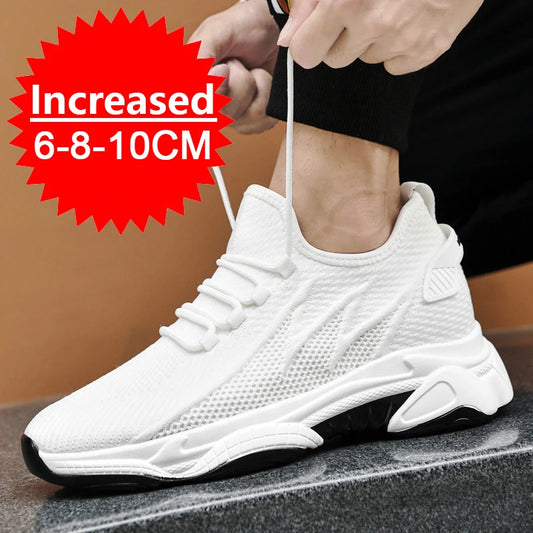 Sneakers Men Elevator Shoes Height Increase Shoes For Men Casual Insole 10cm 8cm 6cm Optional Heels Moccasins Taller Male Sports