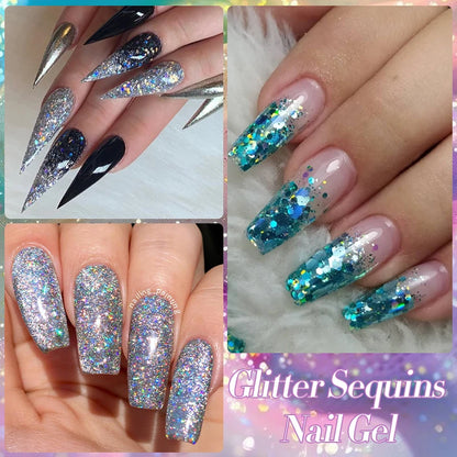 LILYCUTE 7ml Glitter Gel Nail Polish – Shimmering Sequins for Sparkling Manicures