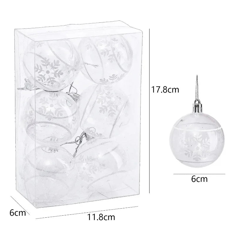 Transparent White Snow Ball Christmas Balls Pendant Xmas Tree Decoration Clear Baubles Hanging Ornament New Year Party Supply