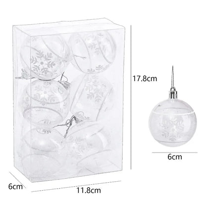 Transparent White Snow Ball Christmas Balls Pendant Xmas Tree Decoration Clear Baubles Hanging Ornament New Year Party Supply