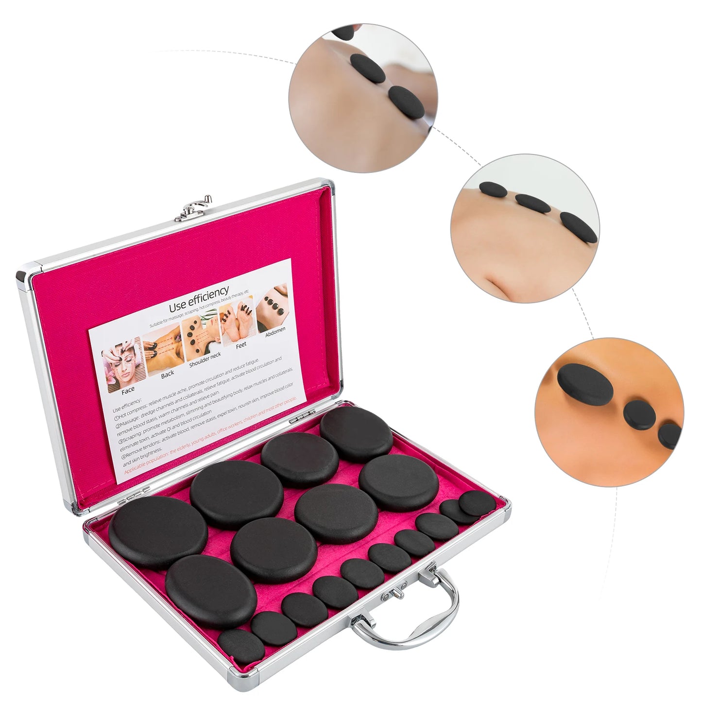 Hot Stones Massage Set with Heater – 16 Essential Spa Stones for Home & Salon