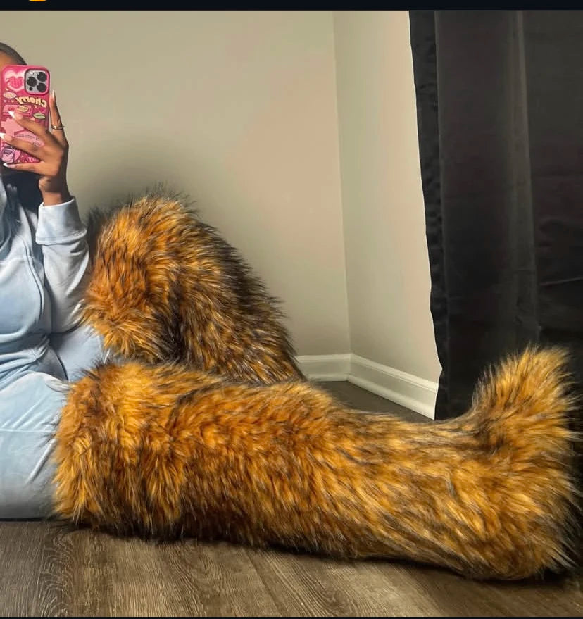 Women's Thigh High Mongolian Boots High Boots Winter New Fox Fur Snow Boots  Women's Boots Leg Warm Boots Non-Slip Soles