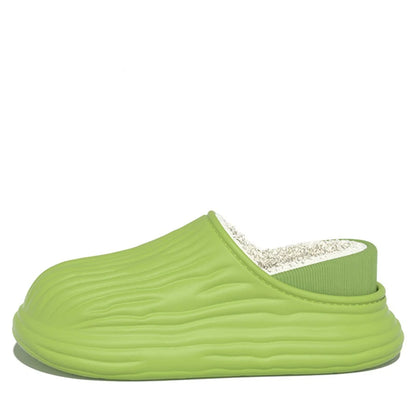 New EVA Short Plush Waterproof couples Slippers Winter  Warm striped  women Cotton Shoes Soft Thick Comfort Home floors Slides