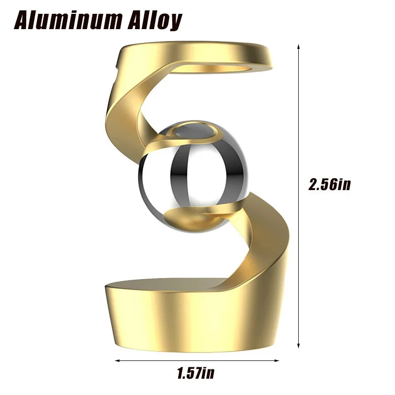 Desktop Rotating Gyroscope Finger Fidget Spinner Toy All Aluminum Alloy Spinning Gyro Silver Metallic Accents For Adults Gift