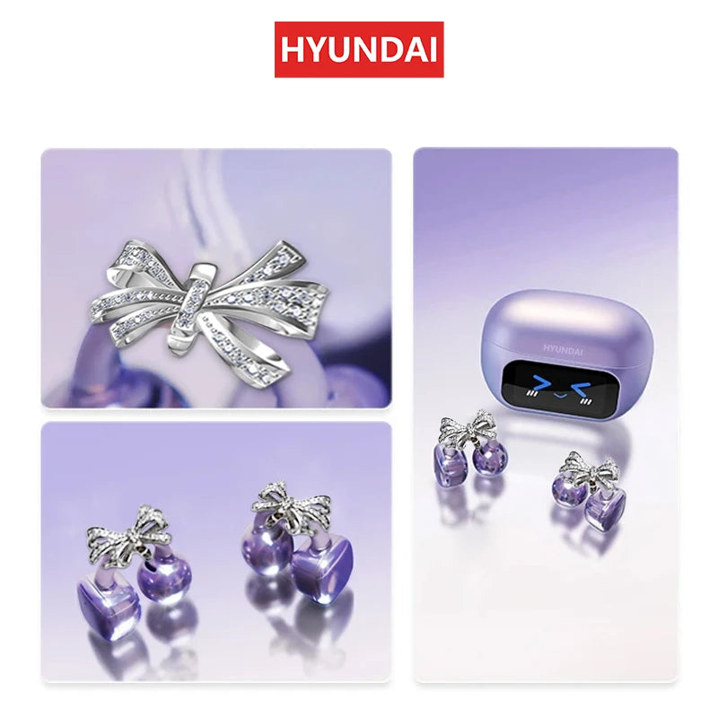 Choice HYUNDAI HY-C02 Nice earrings Earphones Wireless Bluetooth Headphones LED Power Display Mic Stereo Sound Earphones