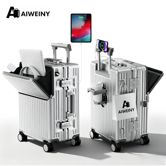 AIWEINY 2025 Aluminum Frame Suitcase PC Hard Shell Pressure-Resistant Travel Luggage, 360° Silent Swivel Wheels, with TSA Lock.