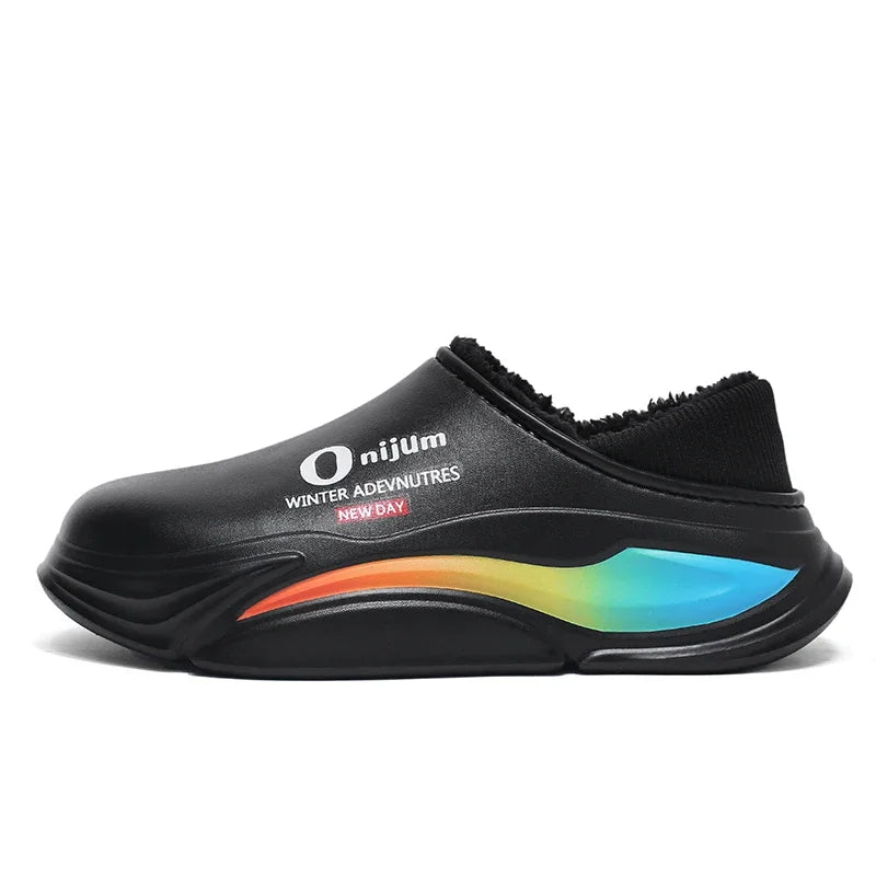 Men Shoes Winter New Keep Warm Plush EVA Waterproof Indoor Outdoor Walking Slippers Unisex Men Women Size 36-45