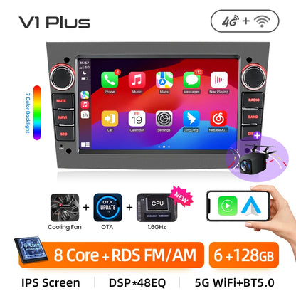 Junsun 4G Wireless CarPlay for Apple Android Auto Car Radio for Opel Astra Vectra Vauxhall Antara Zafira Corsa Vivaro Meriva RDS