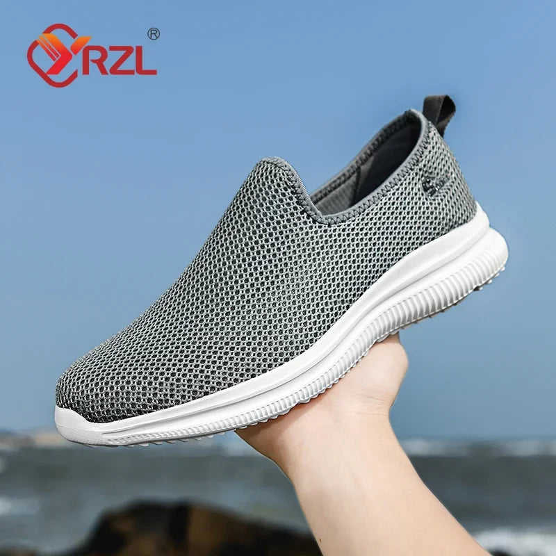 YRZL Men's Sneakers Breathable Unisex Casual Shoes Outdoor Non-Slip Mesh Loafers Walking Lightweight Fashion Male Tennis Shoes