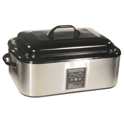 Hot Stone Massage Set with Heater Lava & Basalt Stones Round Spa Stress Relief Kit