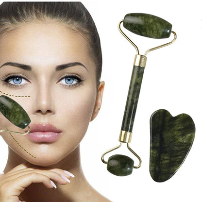 Gua Sha Set Facial Massage Roller Kit – Double-Sided Stone Scraping Board for Skin Care