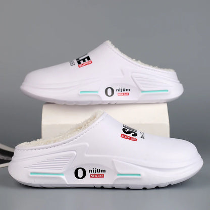 New Winter Men Warm Slippers Cotton Slippers Outdoor Indoor Cotton Shoes Waterproof Mens Comfortable Home Bedroom Plush Slippers