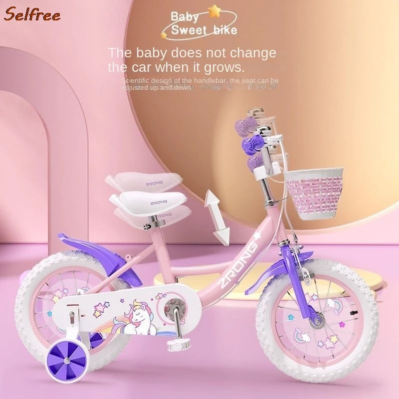 Bicicleta infantil dobrável para meninas de 3 a 6 anos, 7 a 10 anos, pedal para bebés, bicicleta de estrada para meninas, material de aço de alto carbono