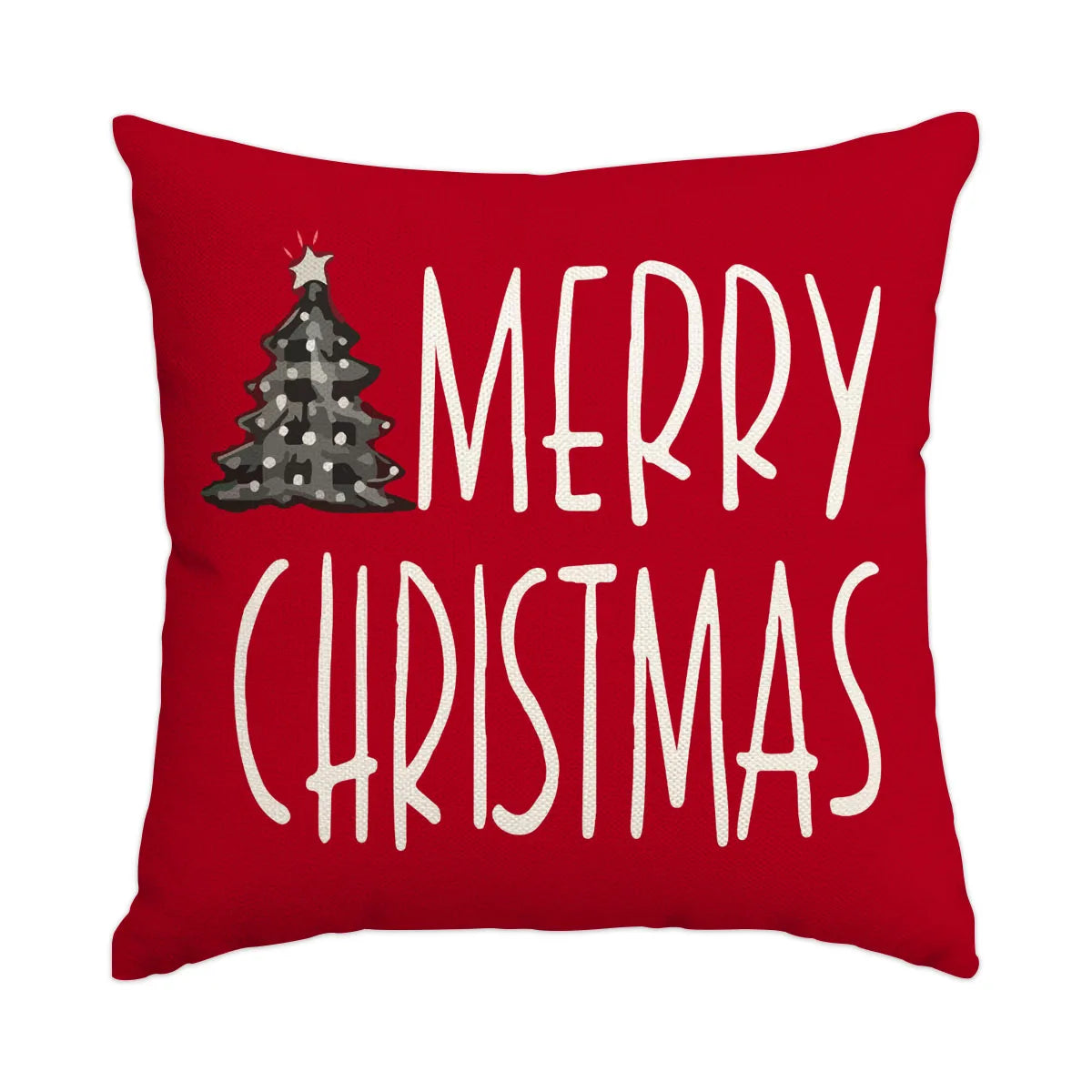 1pc/4pcs Christmas Pillow Cover, Black and Red Buffalo Plaid Celebration Christmas Tree Snowflake Decoration Sofa Cushion Cover