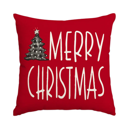 1pc/4pcs Christmas Pillow Cover, Black and Red Buffalo Plaid Celebration Christmas Tree Snowflake Decoration Sofa Cushion Cover