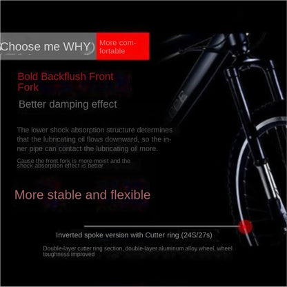 FJ High Carbon Steel Adult Shock Absorber Variable Speed Dual Disc Brake Mountain Bike Male Or Female Disc Brake 26 Inch Bicycle