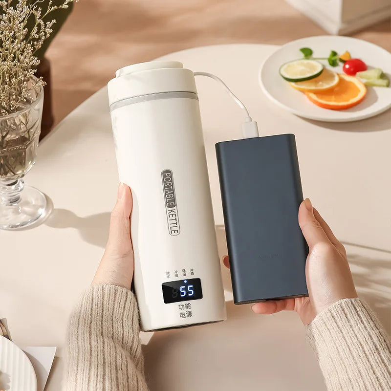 Compact Travel Kettle 550ml 300W Fast Boiling 4 Precise Temperature Settings 316 Stainless Steel Interior Portable Hot Water Cup