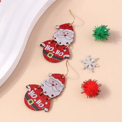 Merry Christmas Christmas Drop Earrings Xmas Tree Mix Styles New Year Earrings Decoration Alloy Wreath Circle Earrings Holiday