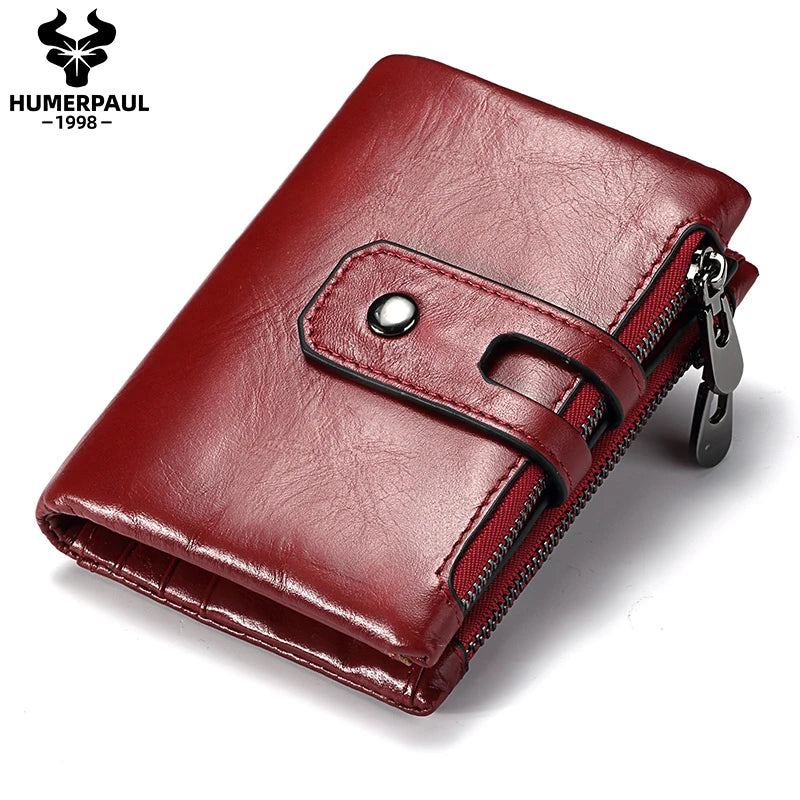 HUMERPAUL Retro RFID Leather Wallet – Men & Women Card Holder Coin Purse Bifold
