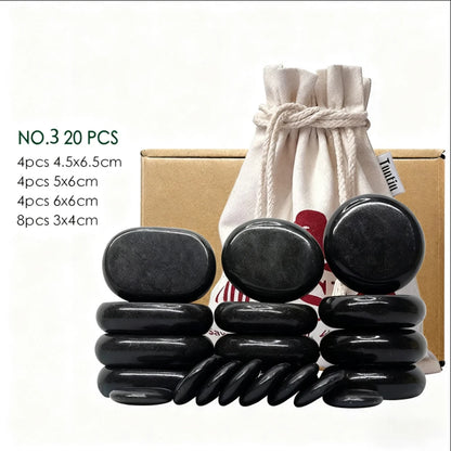 Tontin 20pcs Lava Basalt Massage Stones Set Round Spa Tool Stress Relief Therapy