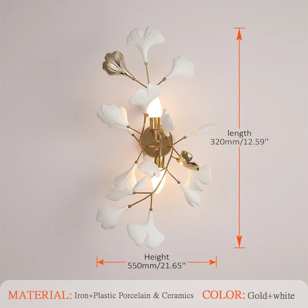Tree branch chandelier Ceramic Ginkgo Leaves lamp luxury designer Living Room Bedroom Art Lobby Decoration restaurant bar lights